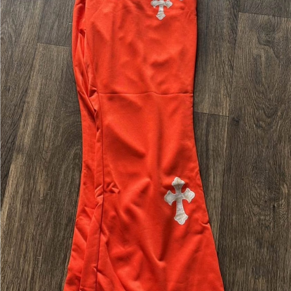 Source Unknown Bold Orange Relaxed Jeans with Silver Details